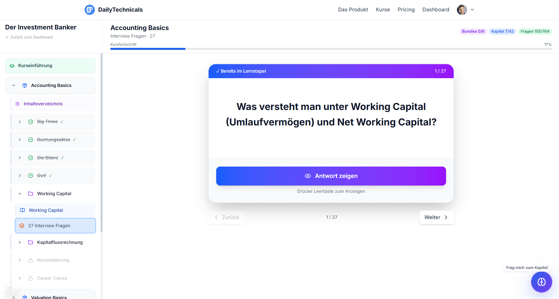 Kurs-Lernpfad mit strukturierten Lektionen